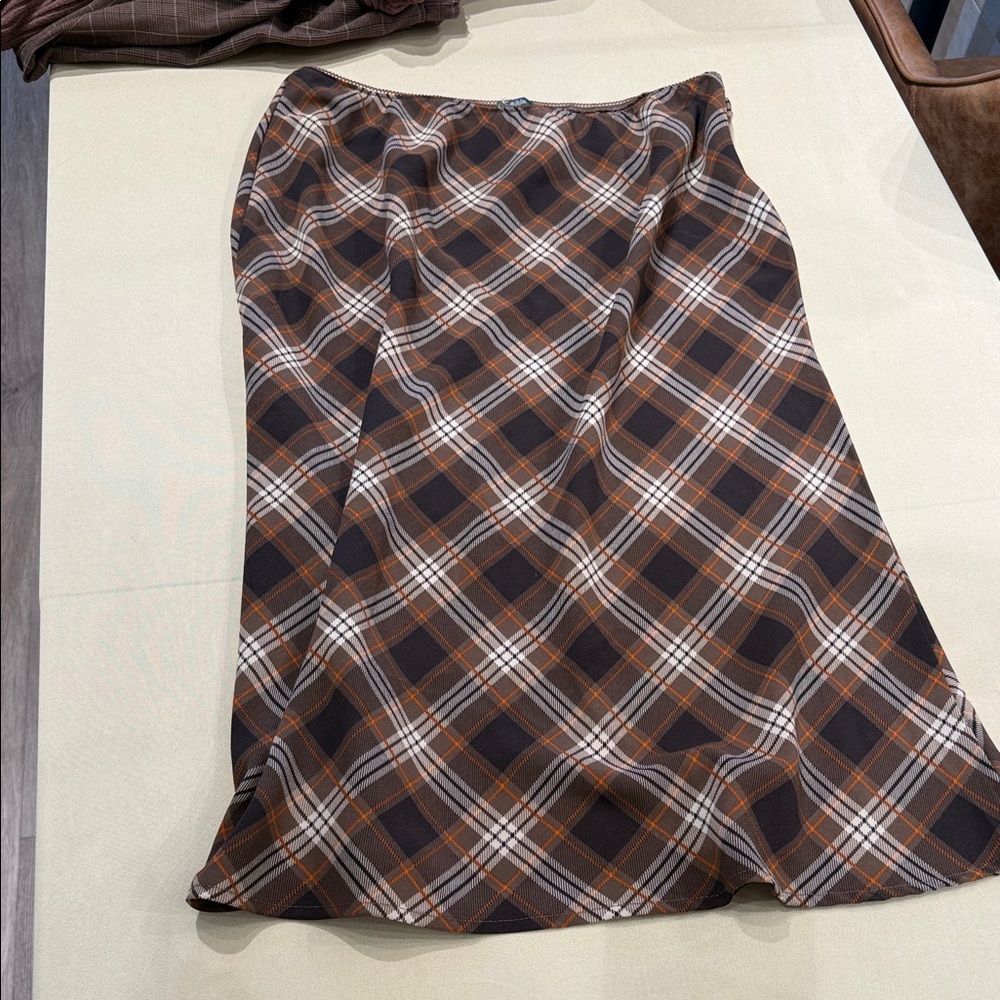 Wild Fable Brown Plaid A-Line Skirt